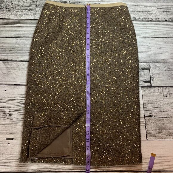 Anthropologie Pink Martini Sparkly Champagne Wool Blend Pencil Skirt - Picture 12 of 13